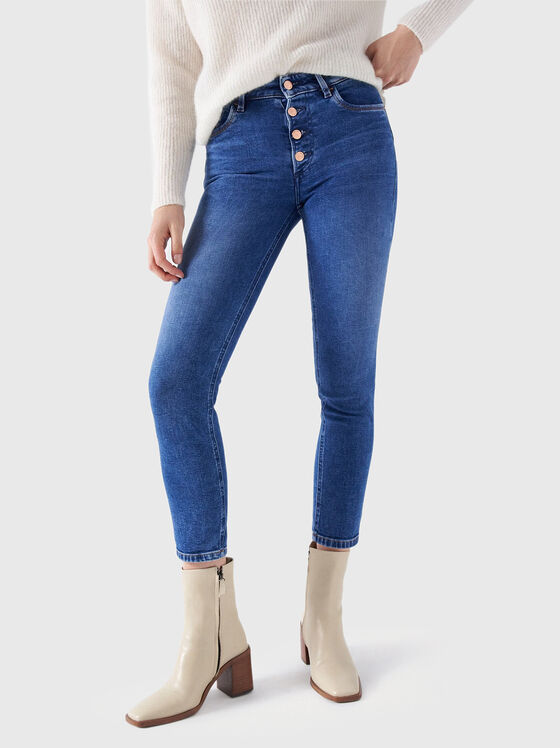DESTINY cropped slim jeans with buttons - 1