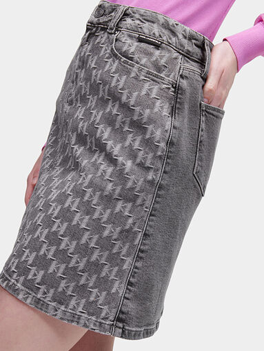 Denim skirt with monogram logo motifs - 3
