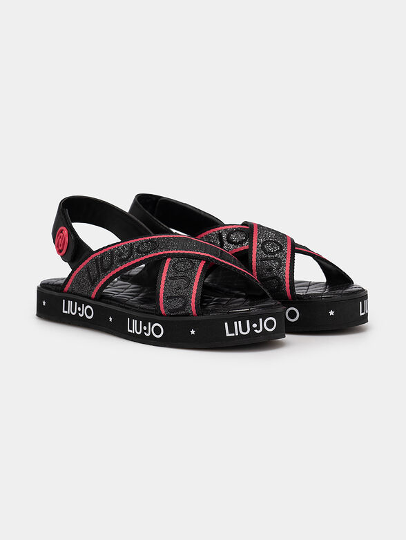 GWEN sandals in black color with logo accents - 2