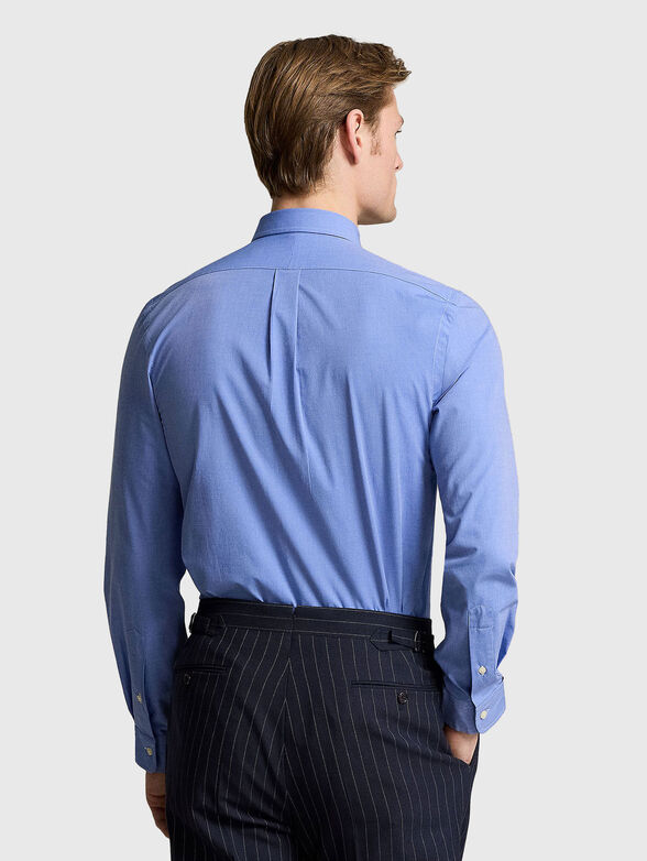 Blue slim fit cotton shirt - 3