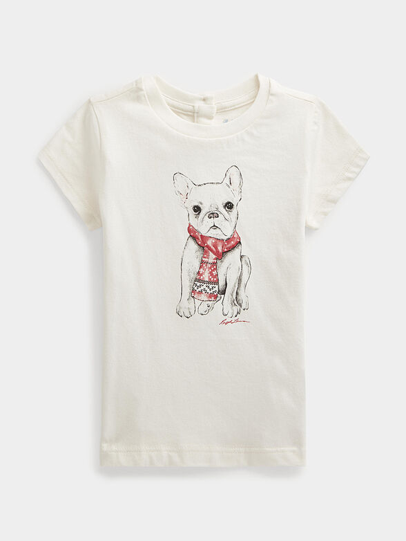 Cotton T-shirt with print and buttons on the back - 1