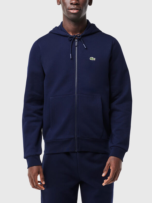 Cotton hooded sweatshirt in blue - 1