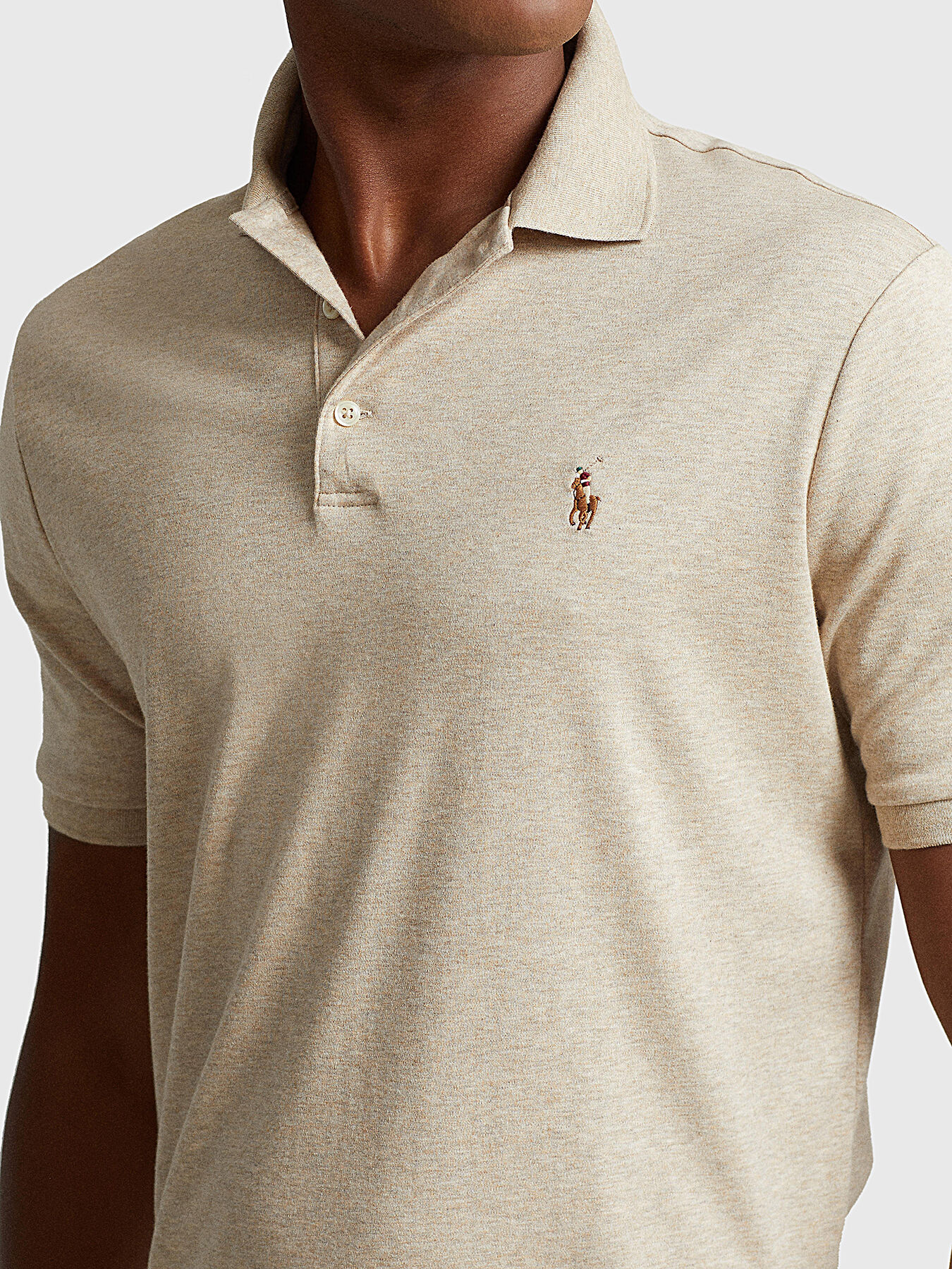 Beige Polo-shirt with multicoloured logo brand POLO RALPH