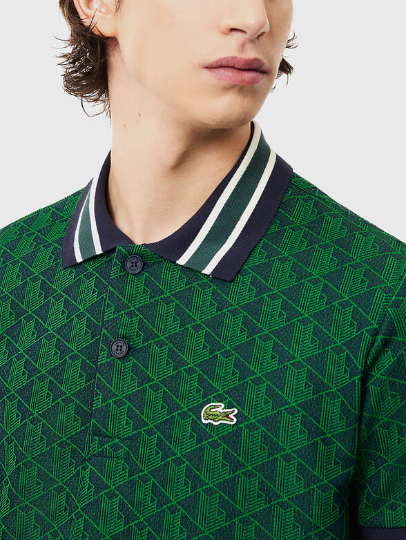 Polo shirt with accent collar in green - 4