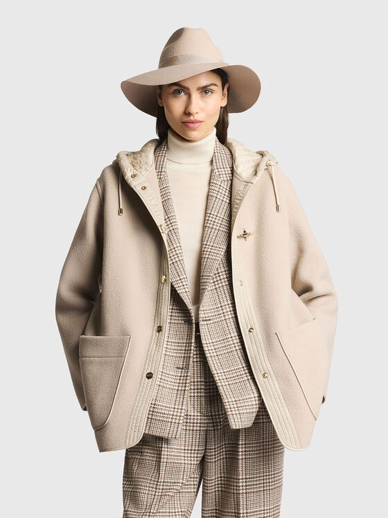 Палто от вълна и кашмир с качулка - 1