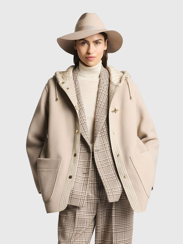 Hooded wool and cashmere coat - 1