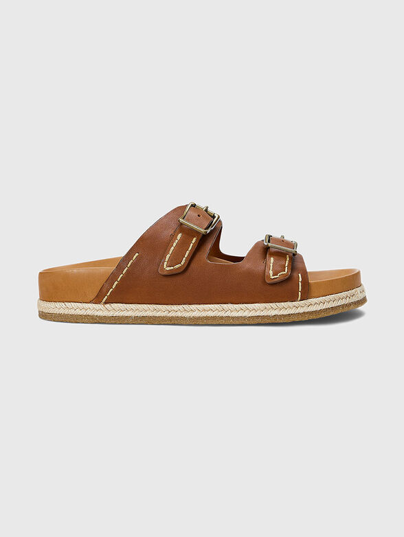 Brown leather slippers - 1