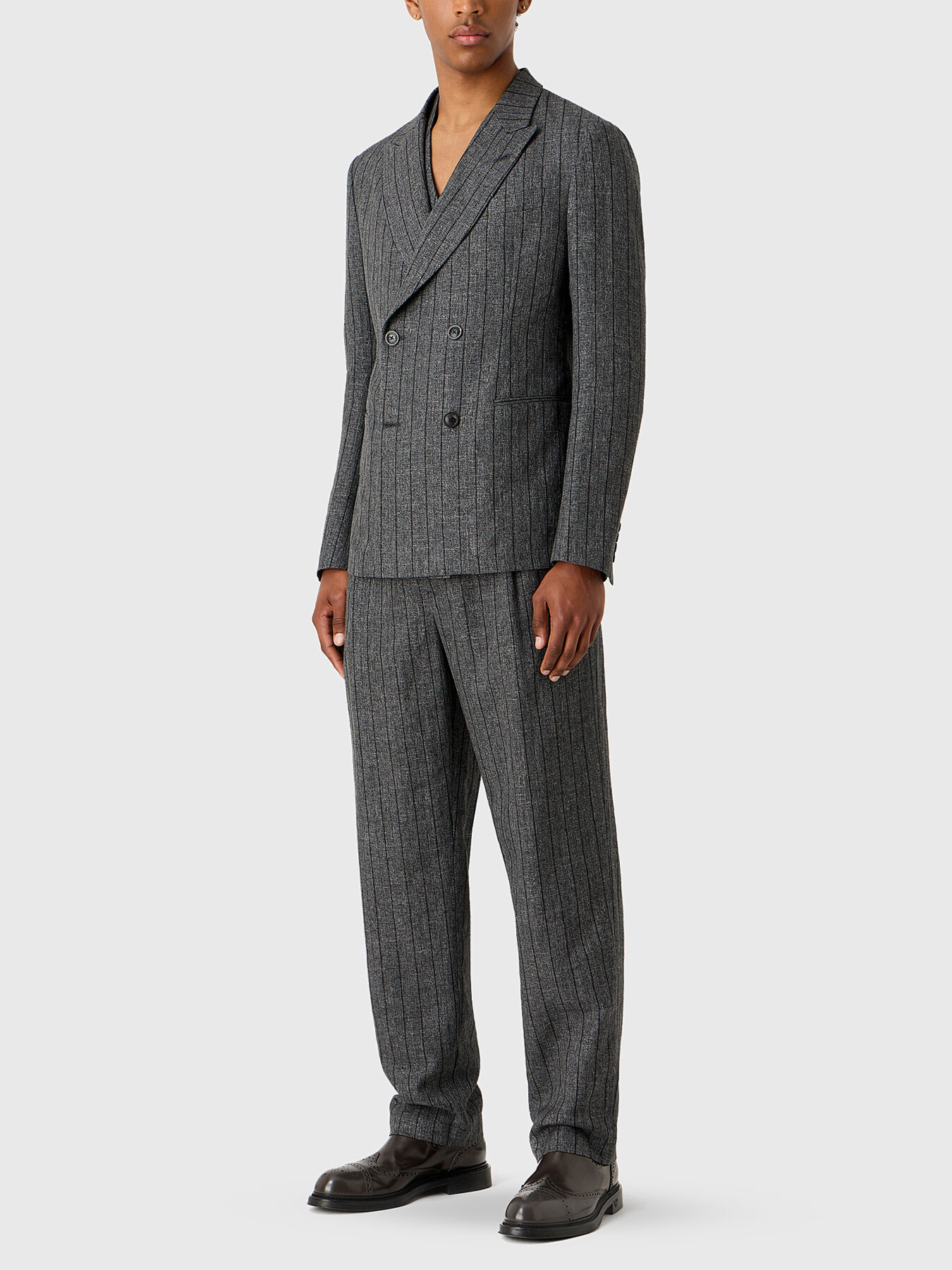 Striped suit of linen blend brand EMPORIO ARMANI