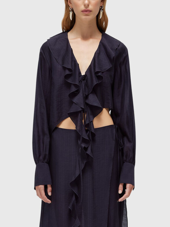 Short lyocell blouse with ruffles - 1