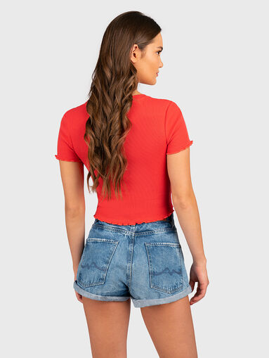 CARA blue cropped T-shirt in stretch rips - 3