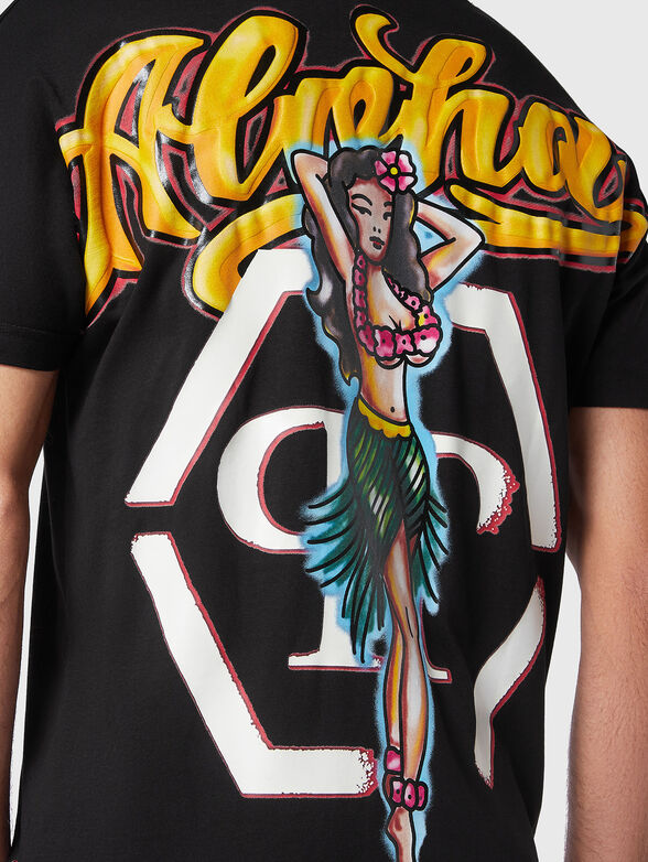 HAWAII black cotton T-shirt with print - 3
