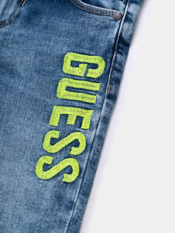 Denim shorts with logo embroidery - 4