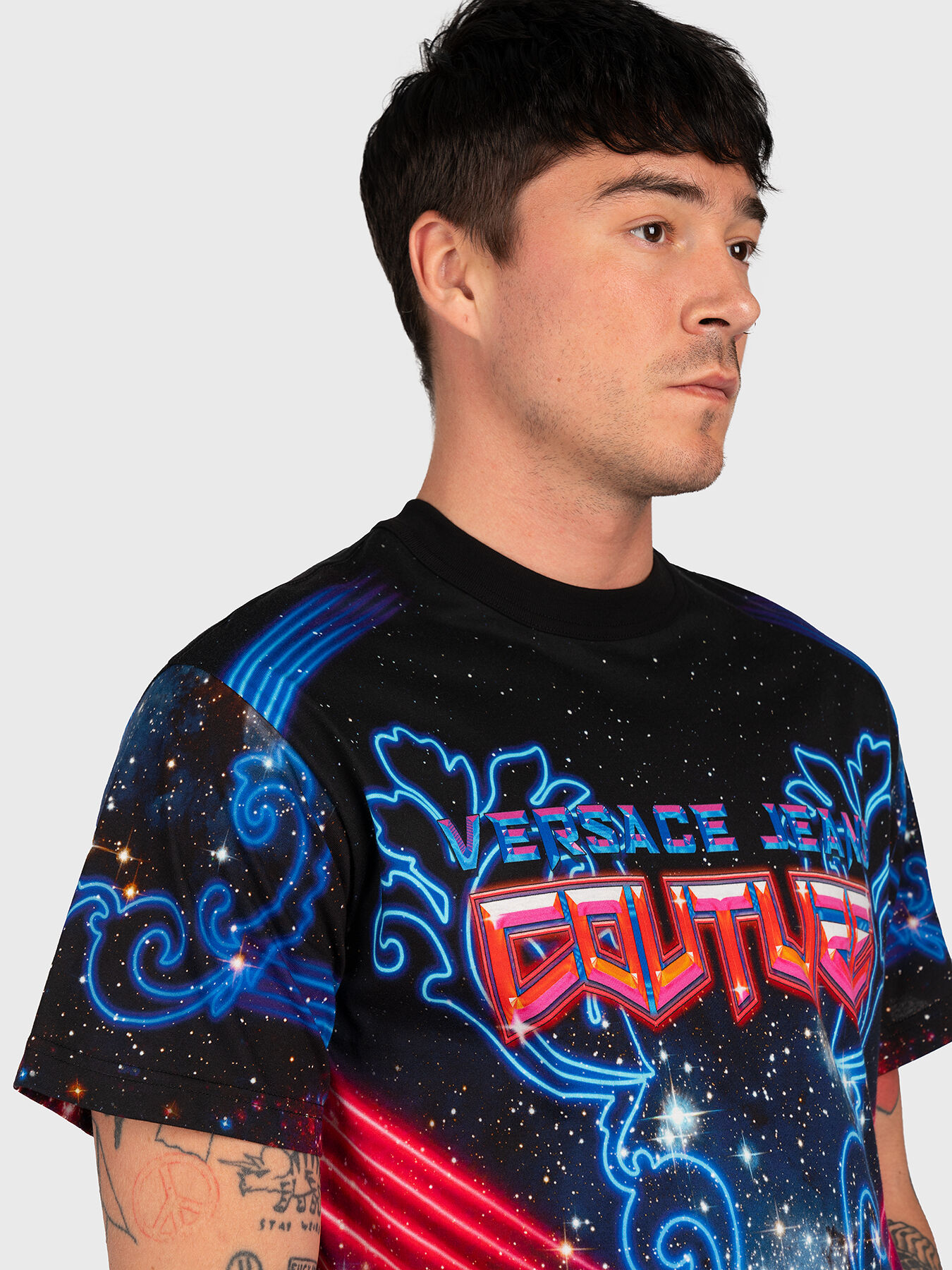 GALAXY T-shirt with multicolored art print brand VERSACE