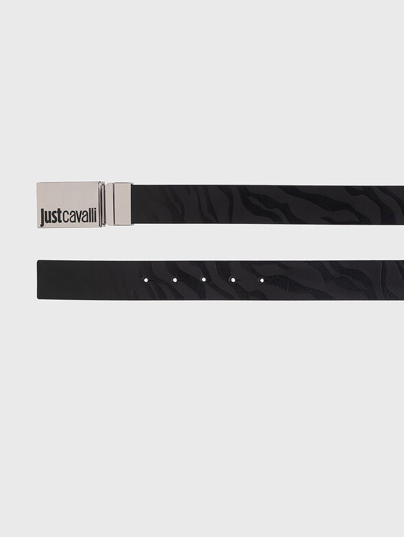 Reversible leather belt with logo buckle - 2
