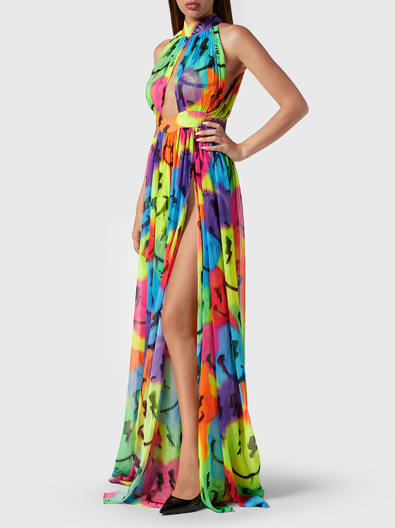 Многоцветна рокля от шифон  - 1