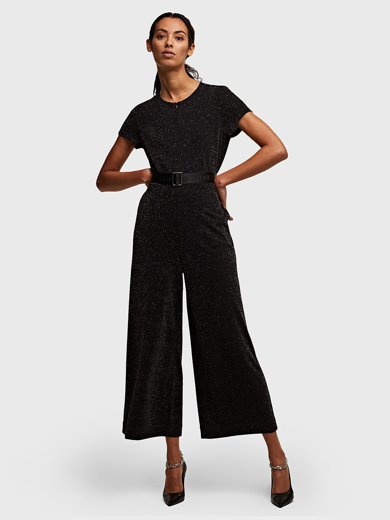 Karl lagerfeld black jumpsuit best sale