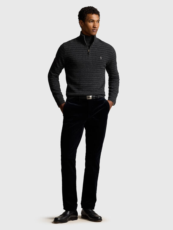 Gray woolen polo neck sweater - 2