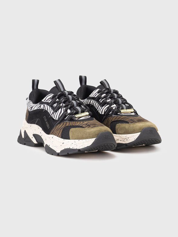 Sports shoes with animal print and suede details - 2