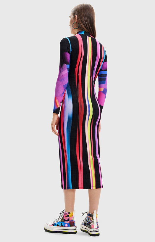 Dress with long sleeves and multicolor print brand DESIGUAL