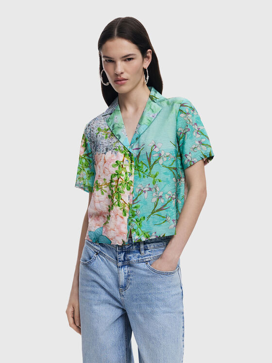 Риза SILKA с къс ръкав и принт - 1