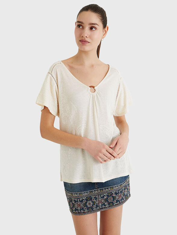 Linen blouse ALBERTI with contrasting elements - 1