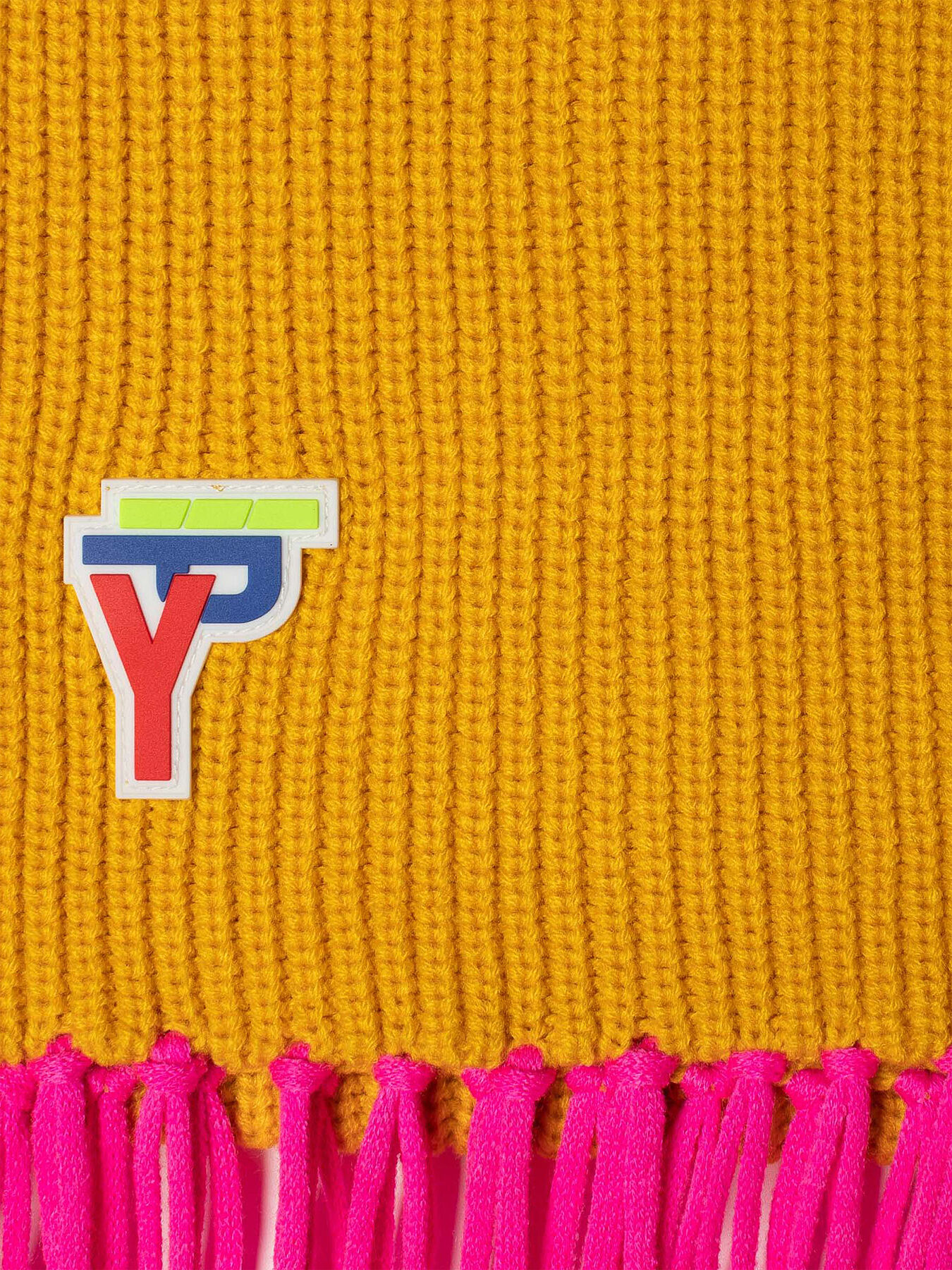 Knitted scarf with fringles and logo brand Ice Play