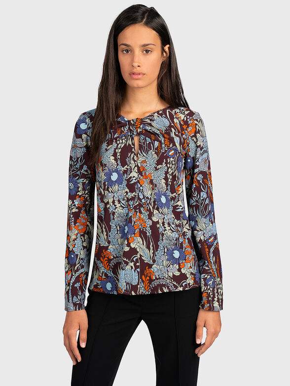 Long sleeve blouse and floral print - 1