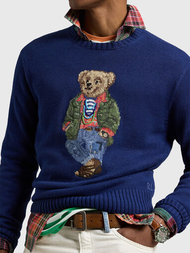 Blue sweater with Polo Bear print - 3