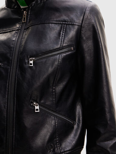 Black biker jacket in eco leather  - 4