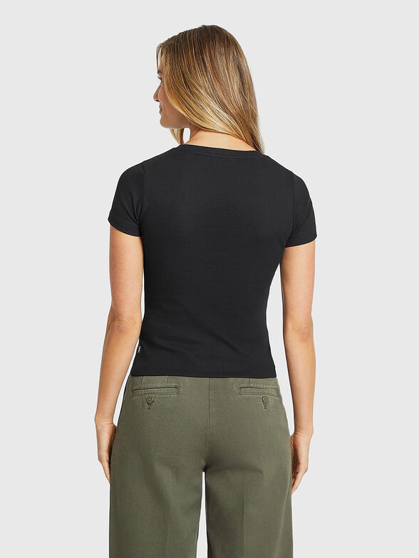 Cotton slim T-shirt with logo embroidery - 3