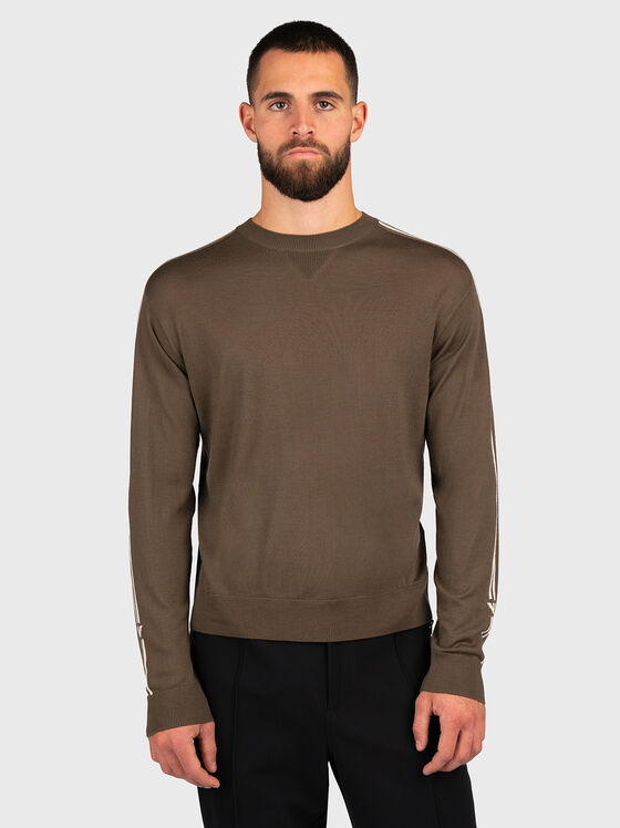 Вълнен пуловер с контрастни детайли - 1