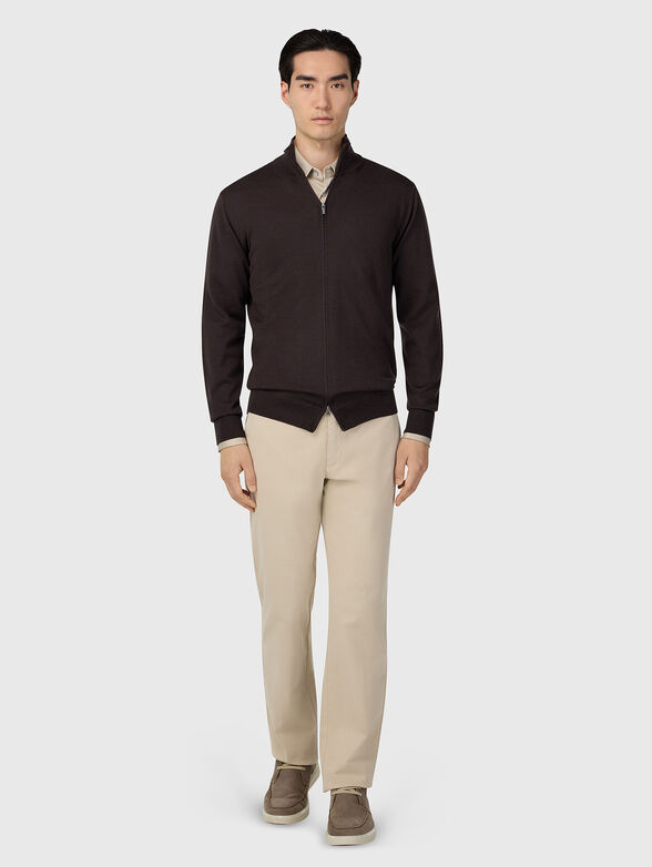 Wool cardigan in dark brown  - 2