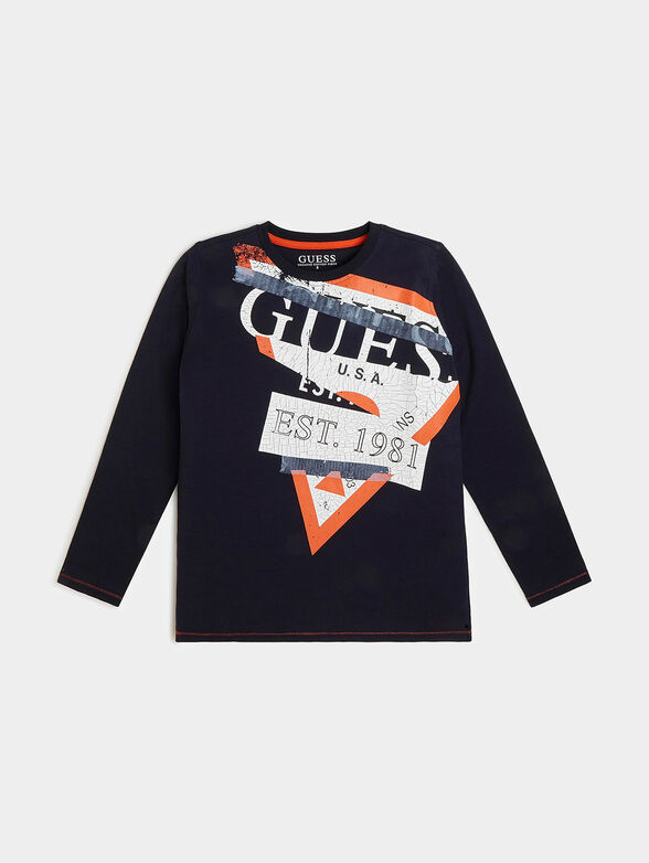 Navy blue blouse with long sleeves - 1