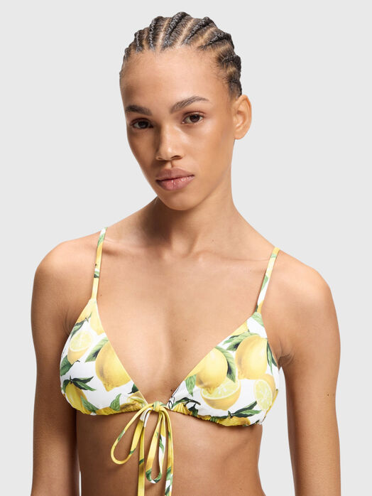 Printed triangle bikini top logo charm