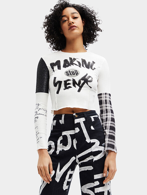 LIV long sleeve blouse with contrasting prints - 1