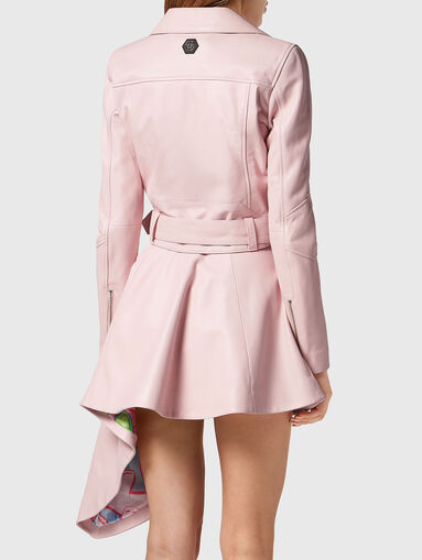Cropped pink leather jacket - 3