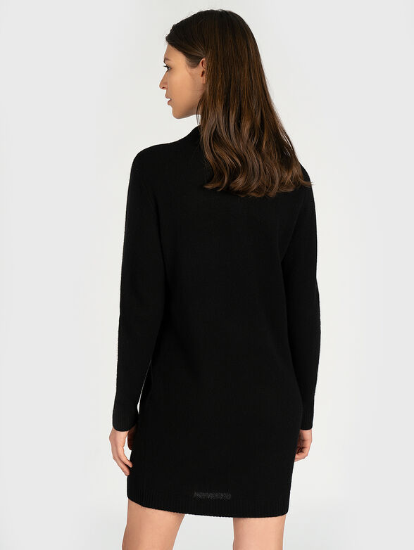 Black knitted dress with logo print - 3