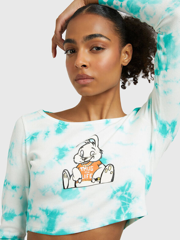 Blue blouse with print - 4