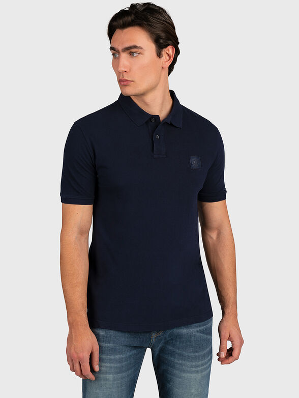Blue polo shirt with logo detail - 1