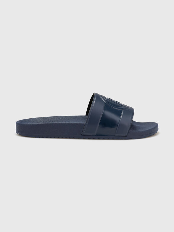 Dark blue slippers with a logo - 1