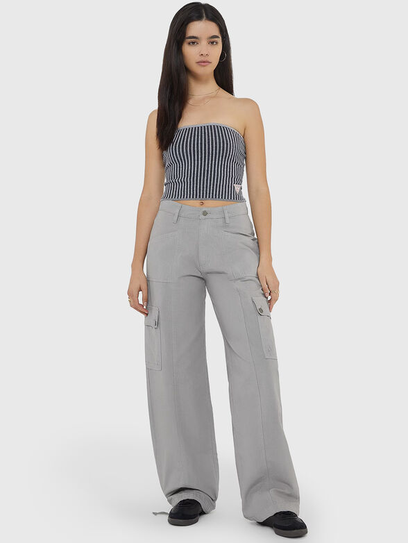 Cargo trousers with wide legs in grey colour - 6