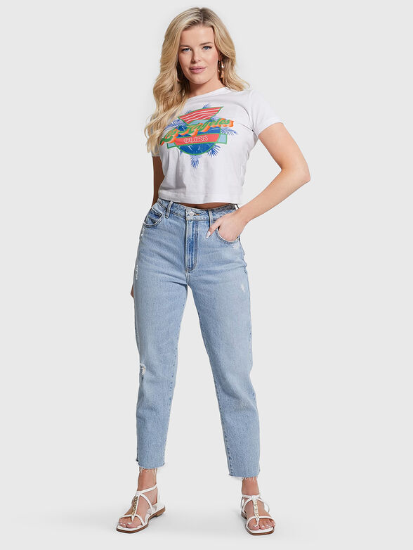 Cropped T-shirt with contrasting print - 2