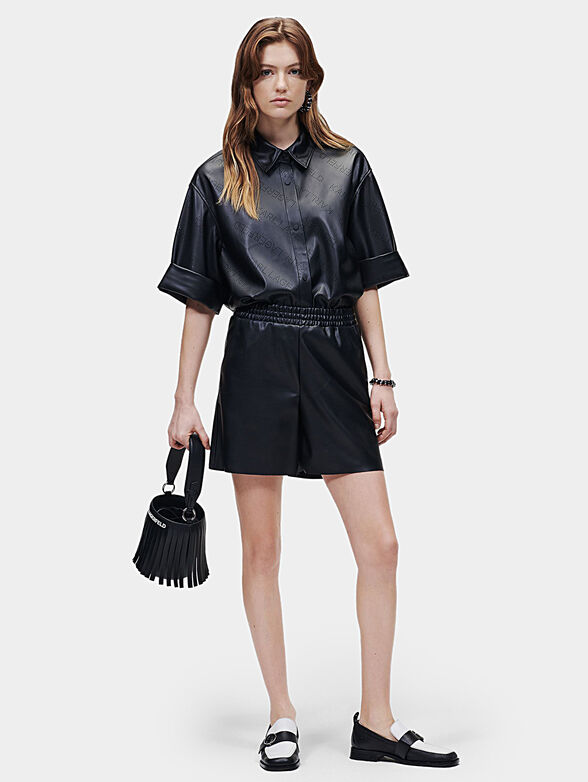 Black eco-leather short pants - 1