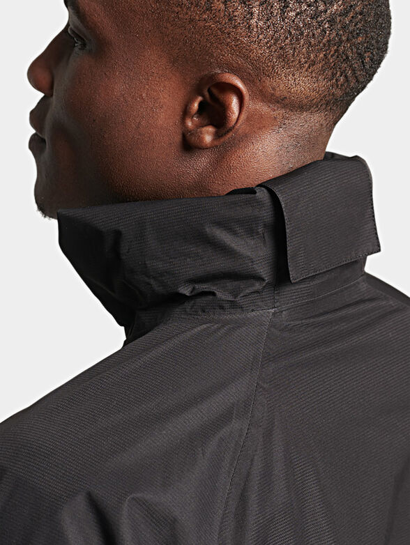 Black waterproof jacket with zip and hood - 5