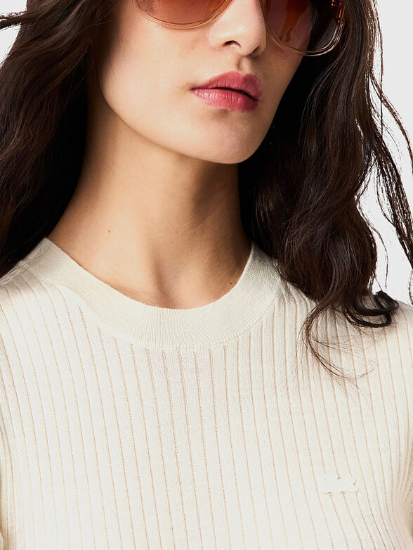 Short sleeved merino wool rib knit sweater - 4