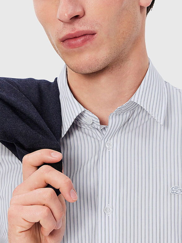 Striped cotton shirt with logo - 4