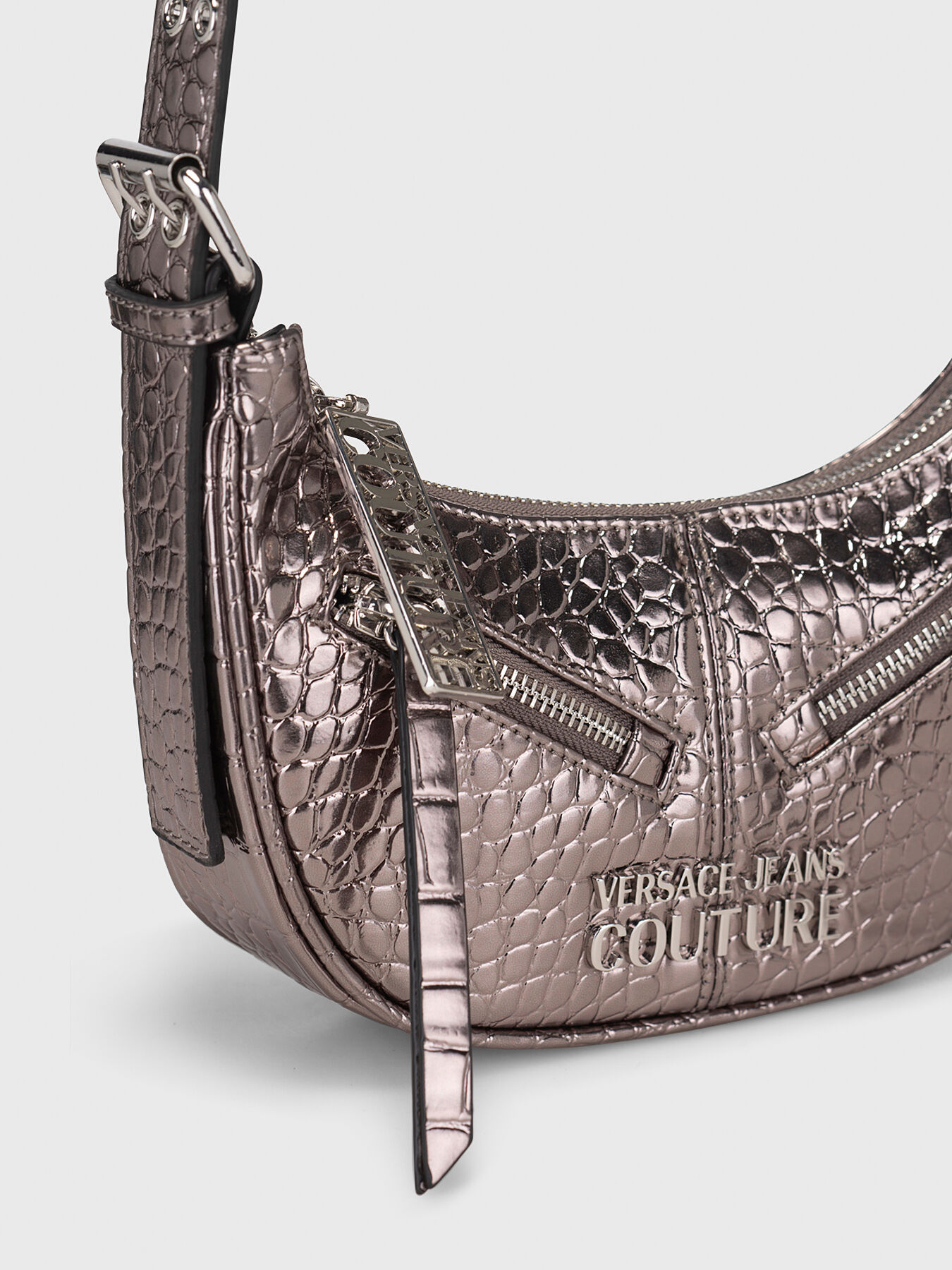 ワールド オンラインストア Metallic effect COUTURE JEANS VERSACE brand bag shoulder トップス