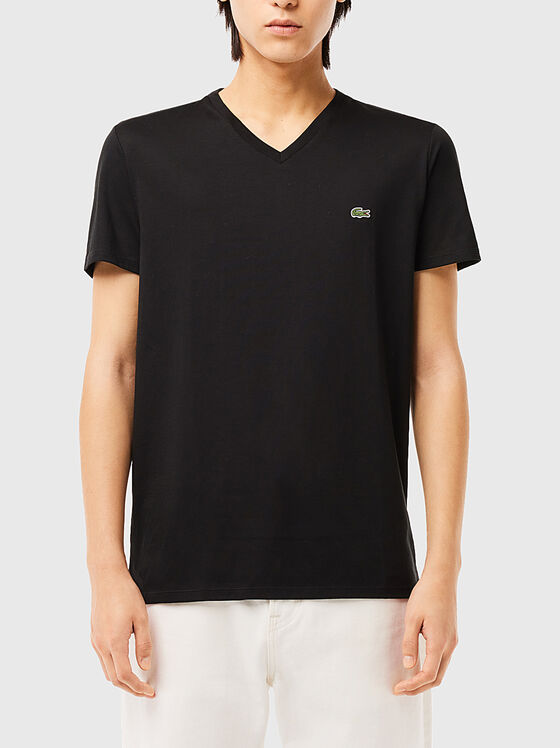 Black T-shirt with logo detail  - 1