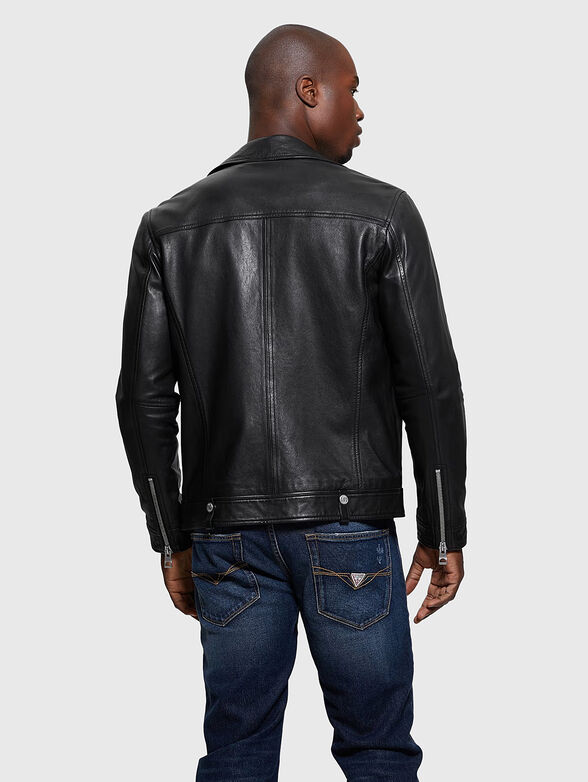 Black leather jacket with metal zips - 3
