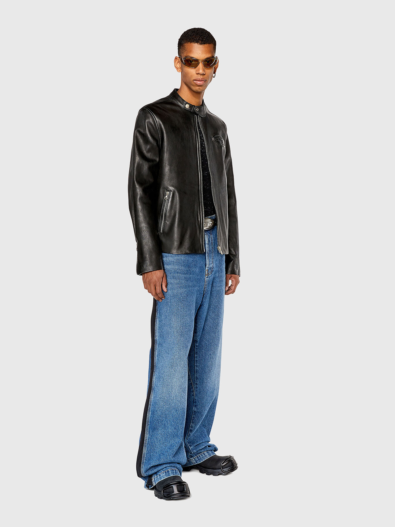 Diesel brand leather jacket discount